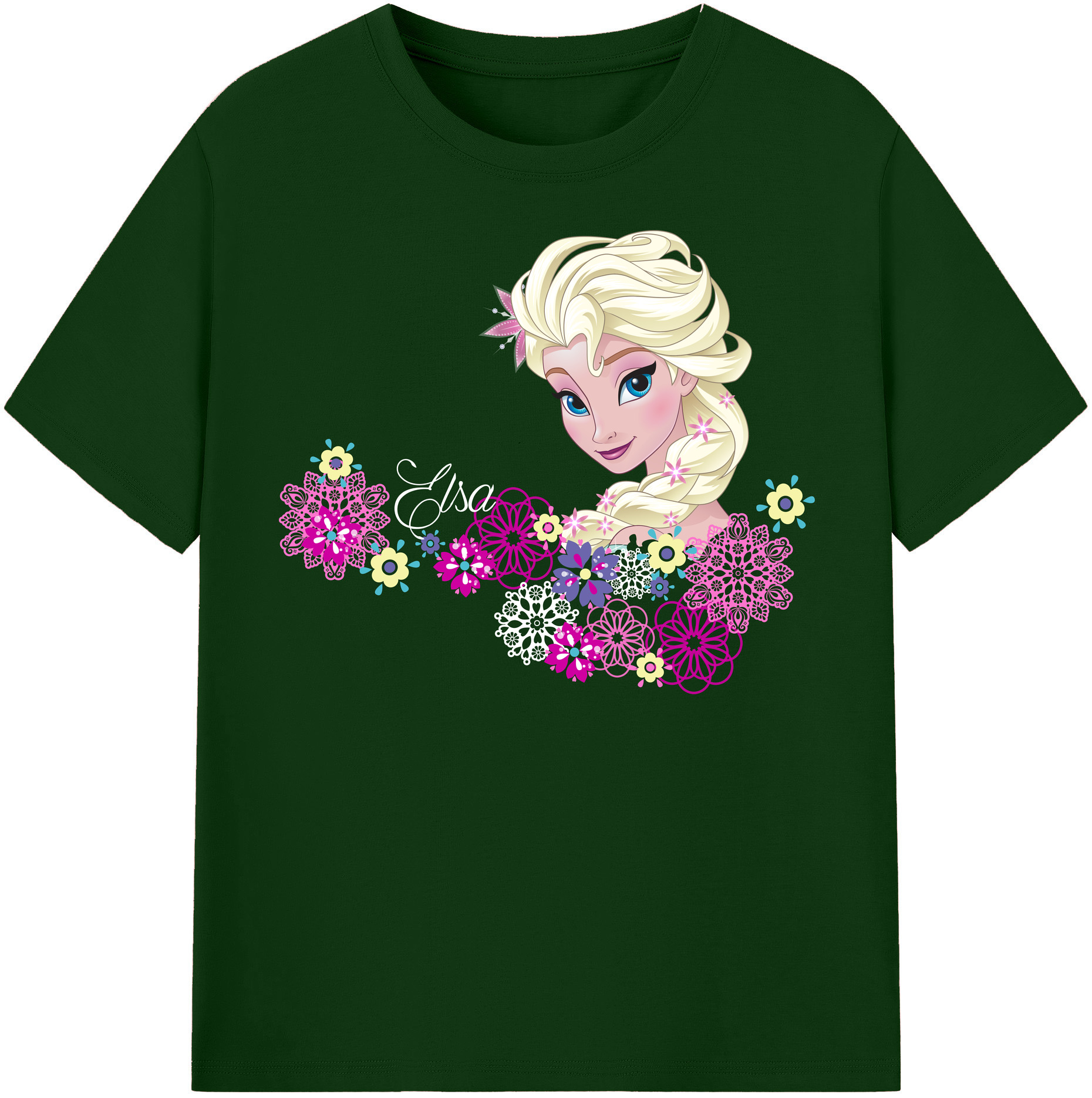 （画像用） アナと雪の女王 アンナ エルサ Frozen Anna Elsa 綿100％半袖Tシャツ（フロントプリント）